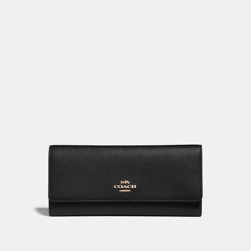 COACH®,SOFT TRIFOLD WALLET,Leather,Gold/Black,Front View