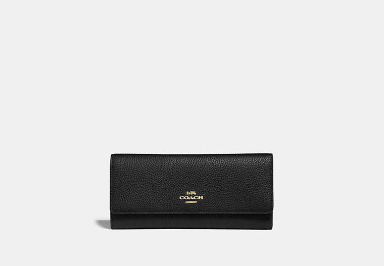 COACH®,SOFT TRIFOLD WALLET,Leather,Gold/Black,Front View
