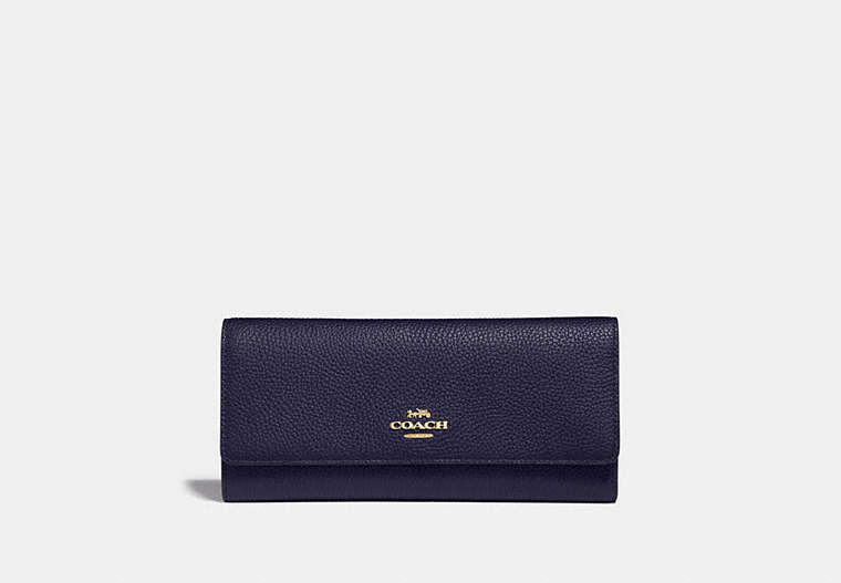 COACH®,SOFT TRIFOLD WALLET,Leather,Gold/Cadet,Front View