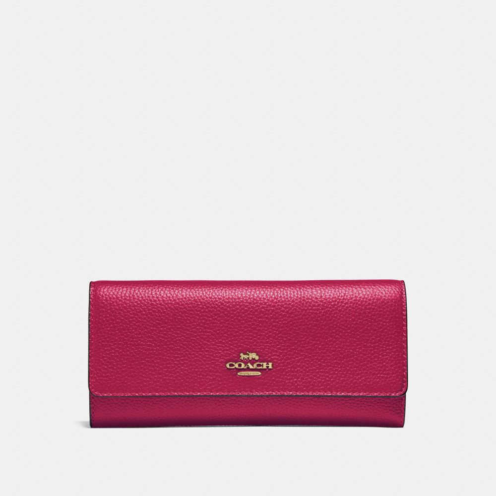 COACH®,SOFT TRIFOLD WALLET,Leather,Gold/Bright Cherry,Front View