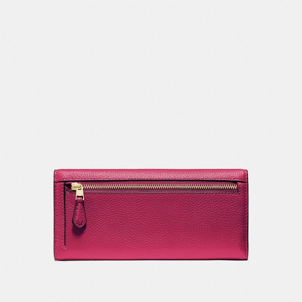COACH®,SOFT TRIFOLD WALLET,Leather,Gold/Bright Cherry,Back View