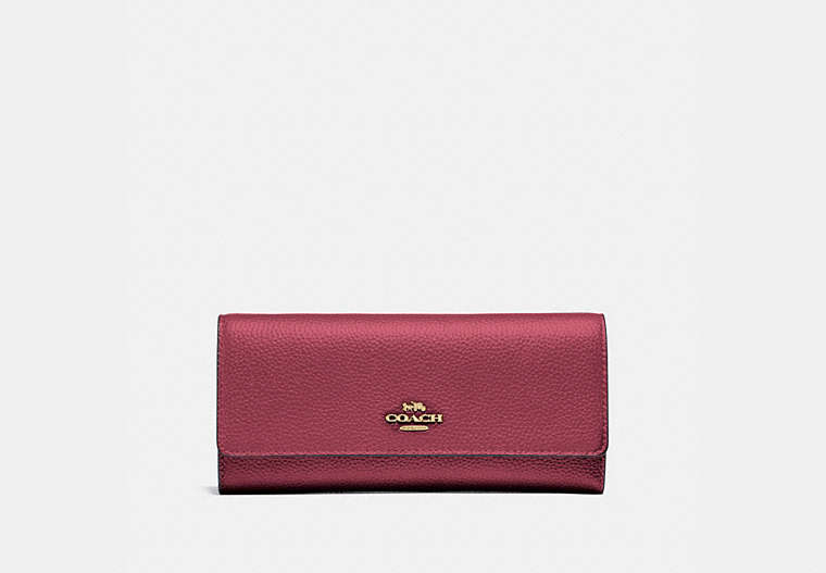 COACH®,SOFT TRIFOLD WALLET,Leather,Gold/Dusty Pink,Front View
