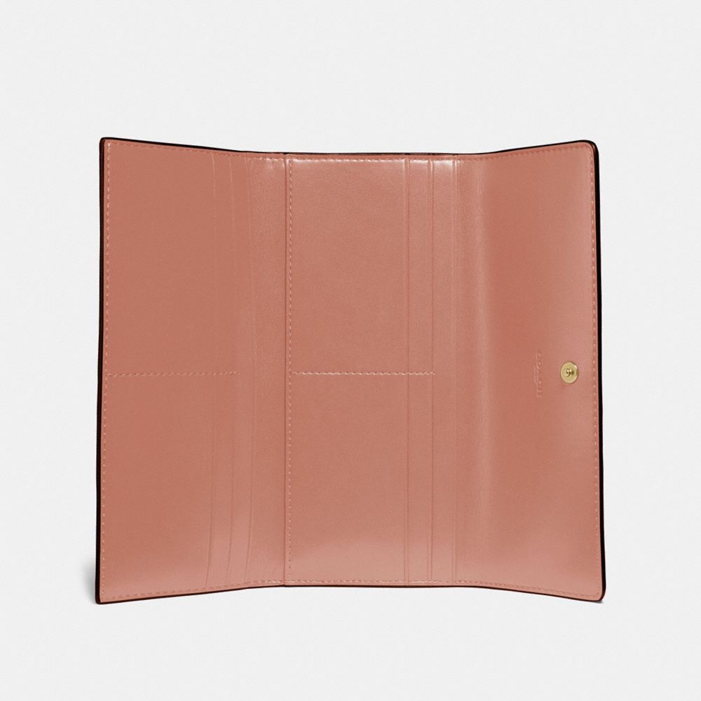 COACH®,PORTEFEUILLE SOUPLE À TROIS VOLETS,Cuir,Or/Pêche Clair,Inside View,Top View