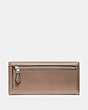 COACH®,SOFT TRIFOLD WALLET,Leather,Light Antique Nickel/Taupe,Back View
