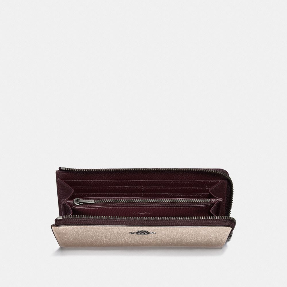美品】COACHシボ革ステッチ ペプルドレザー L字ウォレット