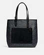 COACH®,METROPOLITAN SOFT TOTE IN SIGNATURE CANVAS,Coated Canvas,Large,Black Antique Nickel/Charcoal,Front View