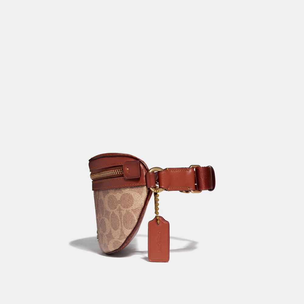 COACH®,BELT BAG IN SIGNATURE CANVAS,pvc,Mini,Brass/Tan/Rust,Angle View