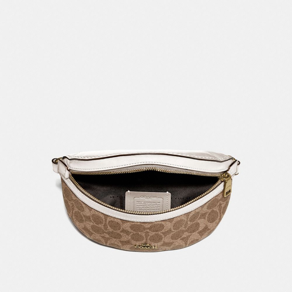 COACH®,BELT BAG IN SIGNATURE CANVAS,pvc,Mini,Brass/Tan/Chalk,Inside View,Top View