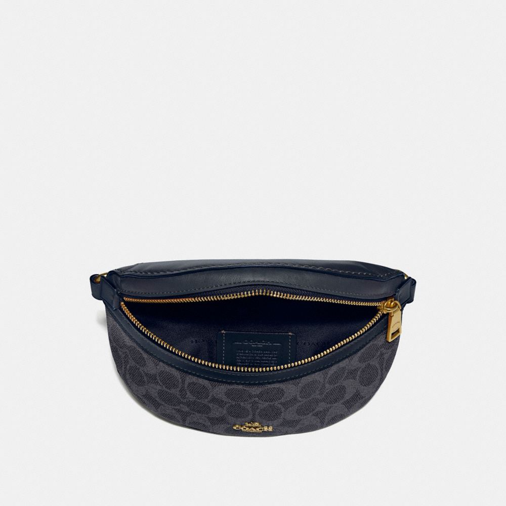 COACH®,BELT BAG IN SIGNATURE CANVAS,pvc,Mini,Charcoal/Midnight Navy/Gold,Inside View,Top View