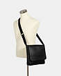 COACH®,HOUSTON MAP BAG IN SIGNATURE LEATHER,Leather,Medium,Gunmetal/Black,Alternate View