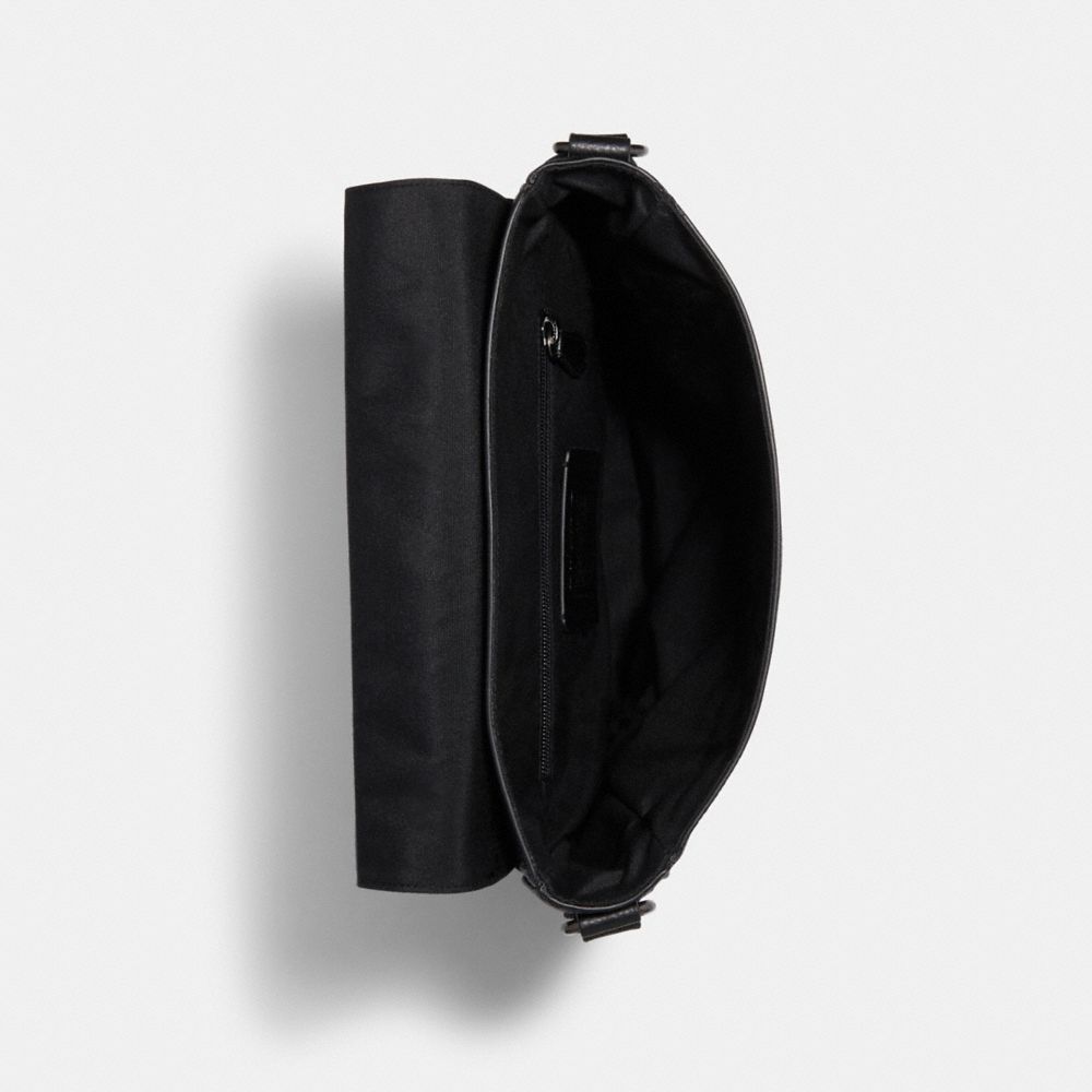 COACH®,HOUSTON MAP BAG,Smooth Leather,Medium,Gunmetal/Black,Inside View,Top View