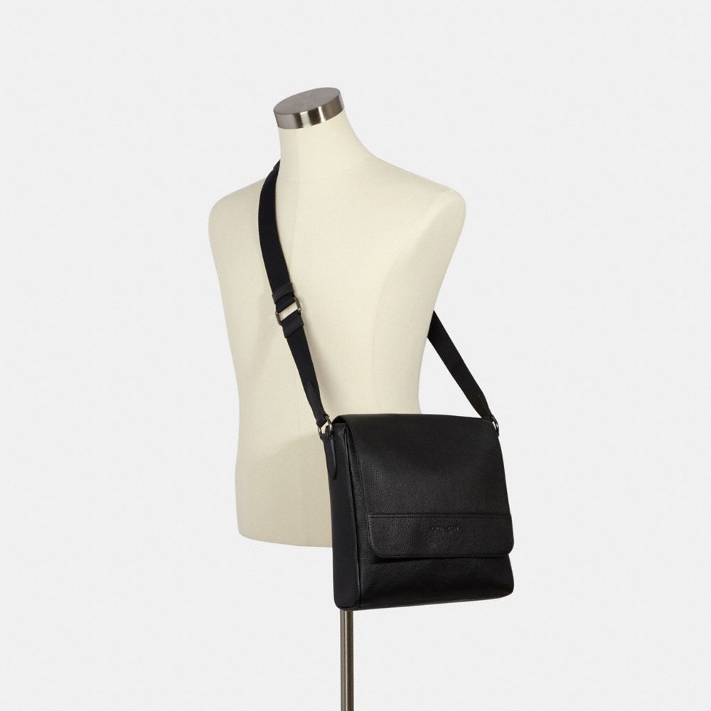 COACH®,HOUSTON MAP BAG,Smooth Leather,Medium,Gunmetal/Black,Alternate View