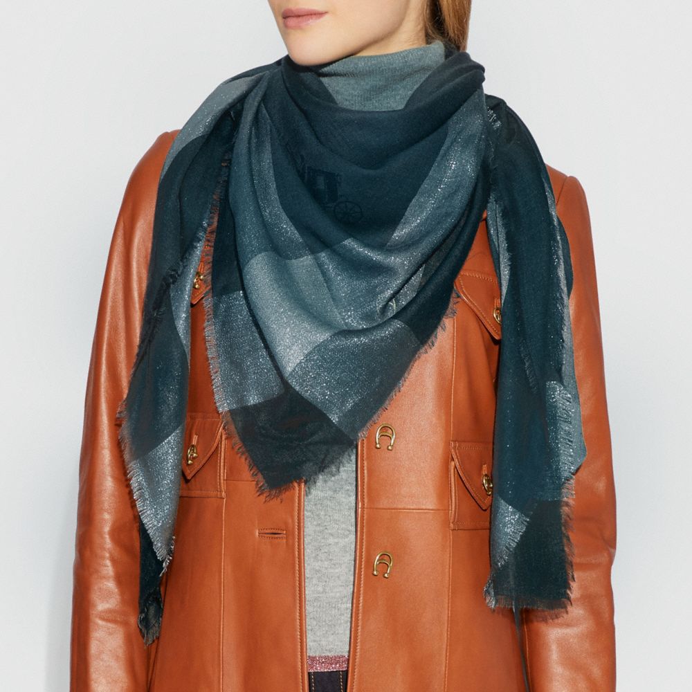 COACH®,Metallic Windowpane Challis,,Angle View