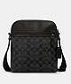 COACH®,HOUSTON FLIGHT BAG IN SIGNATURE CANVAS,pvc,Everyday,Gunmetal/Charcoal/Black,Front View