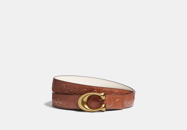 COACH®,C HARDWARE REVERSIBLE BELT, 25MM,Leather,Brass/1941 Saddle Chalk,Front View image number 0