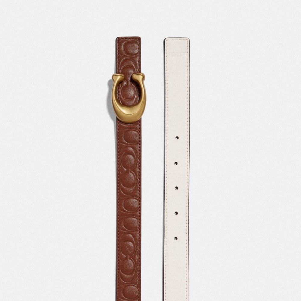 Sculpted Signature Reversible Belt In Signature Leather