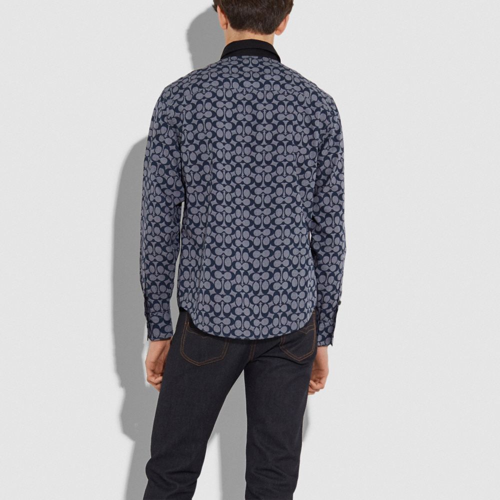 COACH®,LONG SLEEVE SHIRT,Mixed Material,Chambray Signature,Scale View