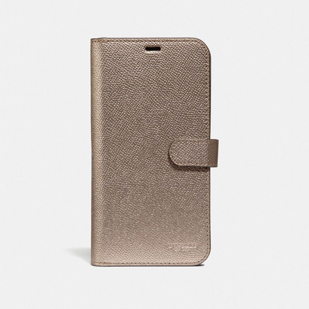 COACH®,IPHONE XS MAX FOLIO,Leather,Platinum,Front View