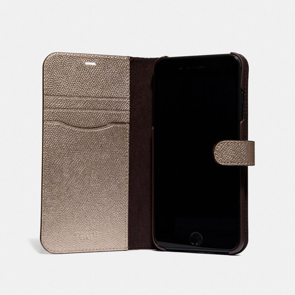 COACH®,IPHONE XS MAX FOLIO,Leather,Platinum,Inside View,Top View