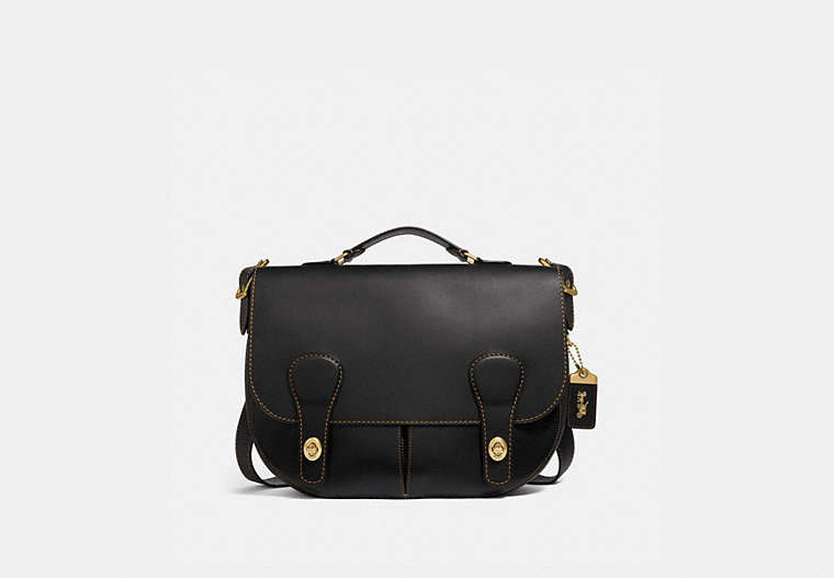 COACH®,MUSETTE BAG,Leather,Large,Brass/Black,Front View