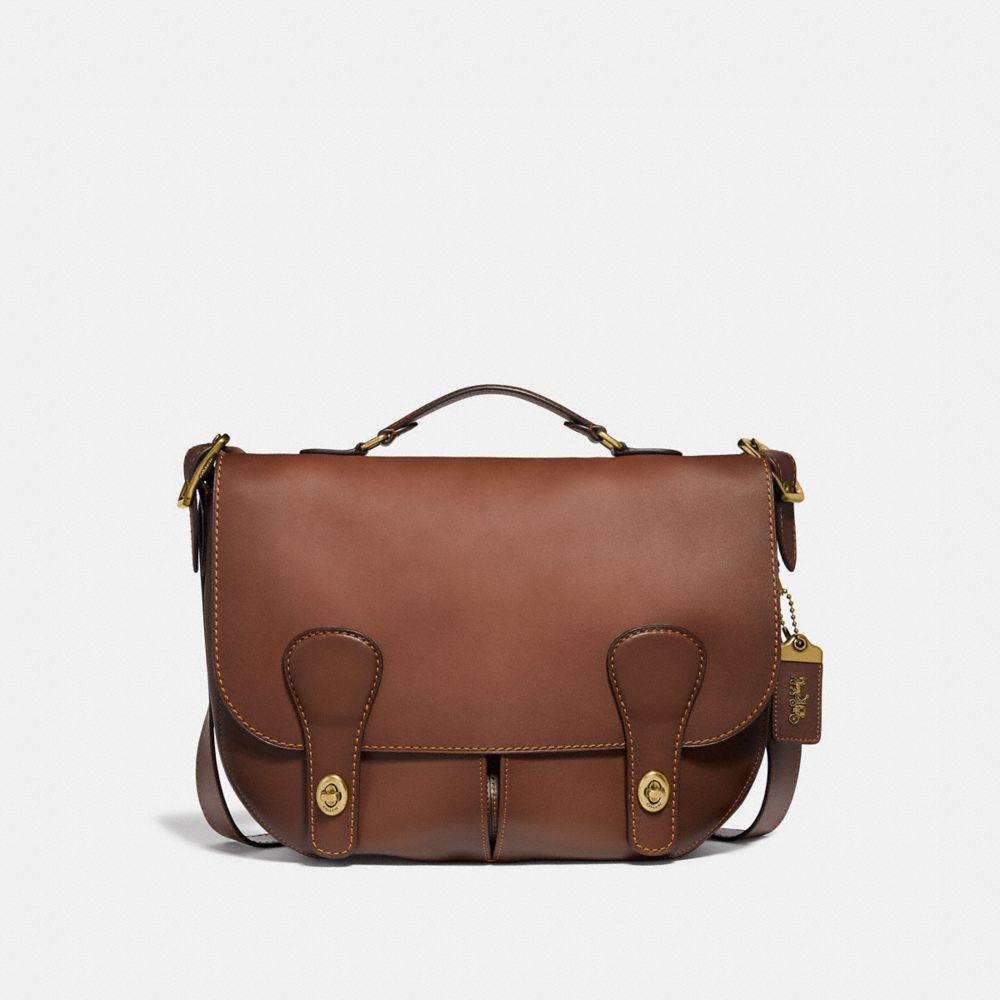 COACH®,MUSETTE BAG,Leather,Large,Brass/Saddle,Front View