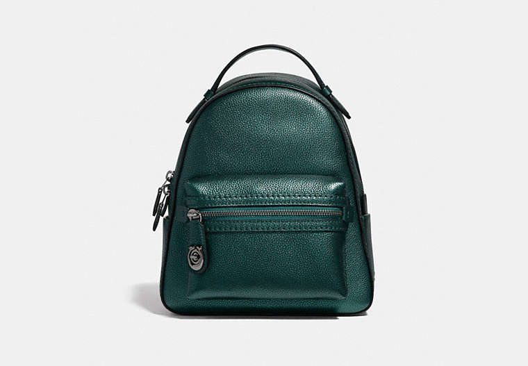 COACH®,CAMPUS BACKPACK 23,Leather,Medium,Gunmetal/Metallic Ivy,Front View