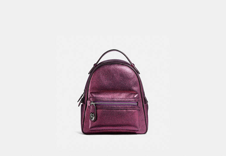 COACH®,CAMPUS BACKPACK 23,Leather,Medium,Gunmetal/Metallic Berry,Front View