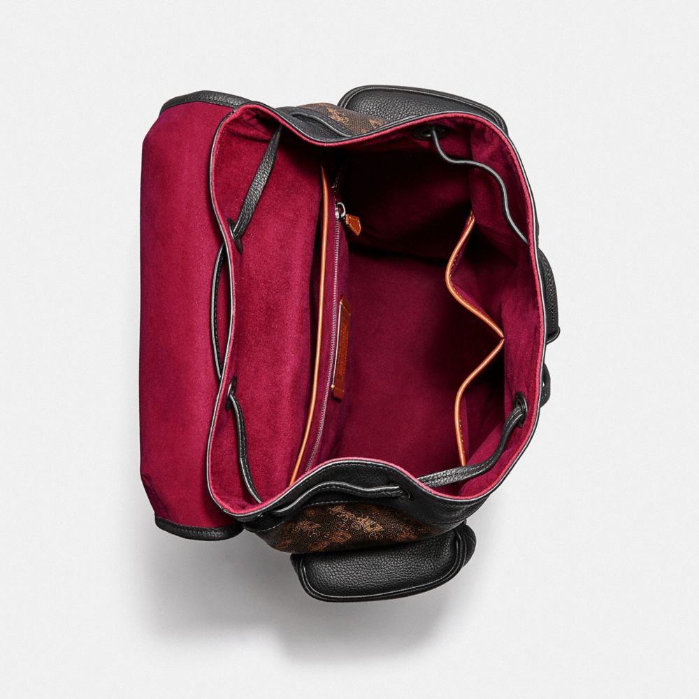 COACH®,Hitch Backpack With Horse And Carriage Print,,Inside View,Top View