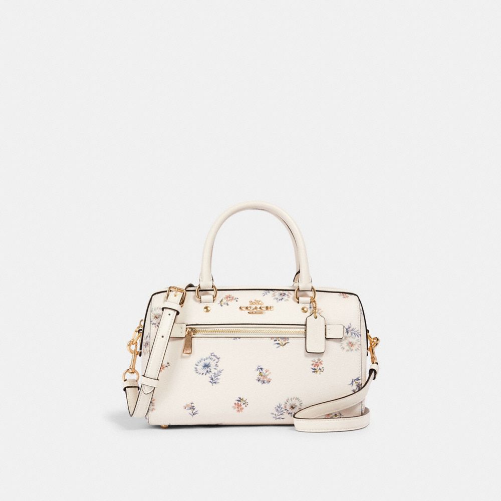 COACH Mini Rowan Satchel Bag Charm With Dandelion Floral Print