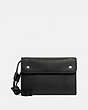 COACH®,TRAVEL WALLET CROSSBODY,Pebble Leather/Smooth Leather,Black,Front View