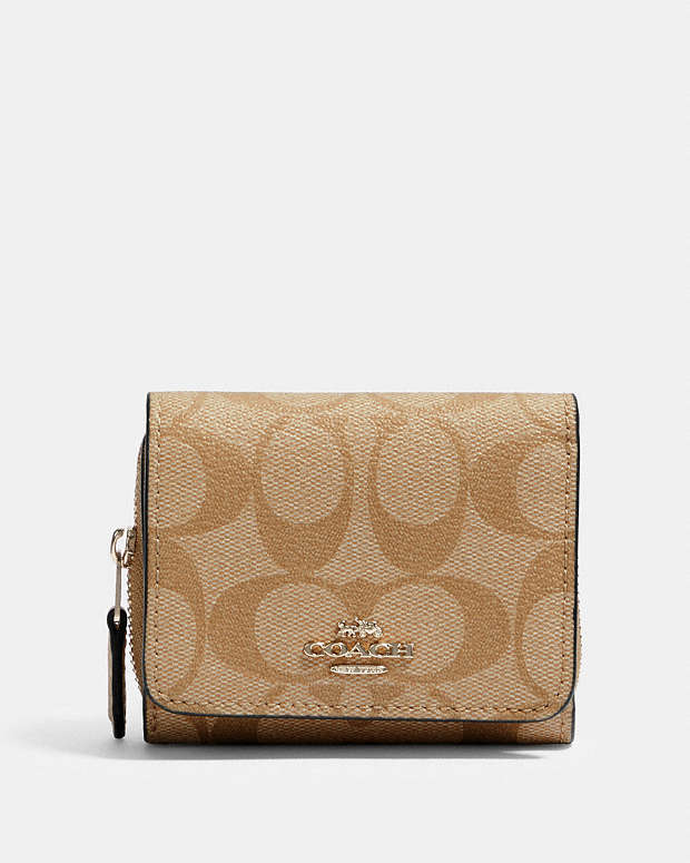 COACH® Outlet | Small Trifold Wallet In Signature Canvas