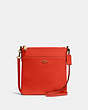 COACH®,KITT MESSENGER CROSSBODY,Crossgrain Leather,Small,Brass/Red Orange,Front View