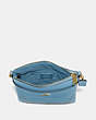COACH®,KITT MESSENGER CROSSBODY,Crossgrain Leather,Small,Brass/Pacific Blue,Inside View,Top View