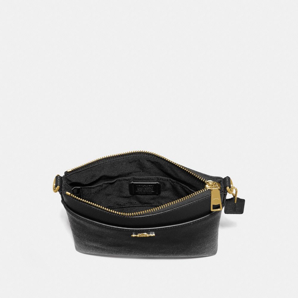 COACH®,Kitt Messenger Crossbody,Leather,Pouch,Crossbody,Logo,Gold Metal,Casual,Black,Inside View,Top View