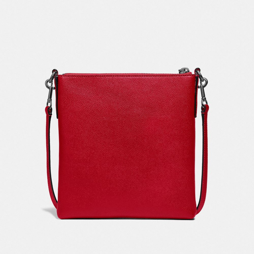 COACH®,SAC MESSENGER À BANDOULIÈRE KITT,Cuir Cross-grain,Bronze industriel/Rouge pomme,Back View