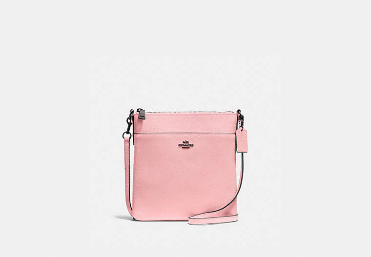 COACH®,KITT MESSENGER CROSSBODY,Crossgrain Leather,Small,Pewter/Vintage Pink,Front View