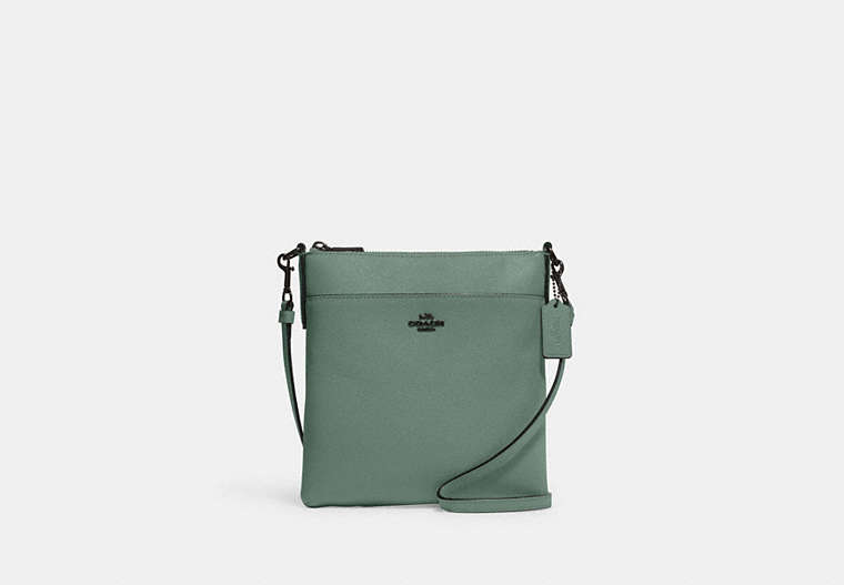 COACH®,KITT MESSENGER CROSSBODY,Crossgrain Leather,Small,Sage/Pewter,Front View