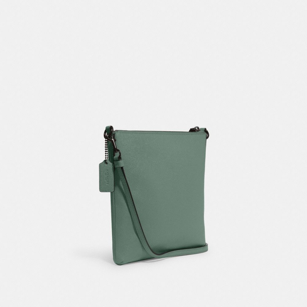 COACH®,Kitt Messenger Crossbody,Leather,Pouch,Crossbody,Logo,Gold Metal,Casual,Teal,Angle View
