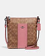 COACH®,KITT MESSENGER CROSSBODY IN COLORBLOCK SIGNATURE CANVAS,Signature Coated Canvas,Mini,Pewter/Tan True Pink,Front View