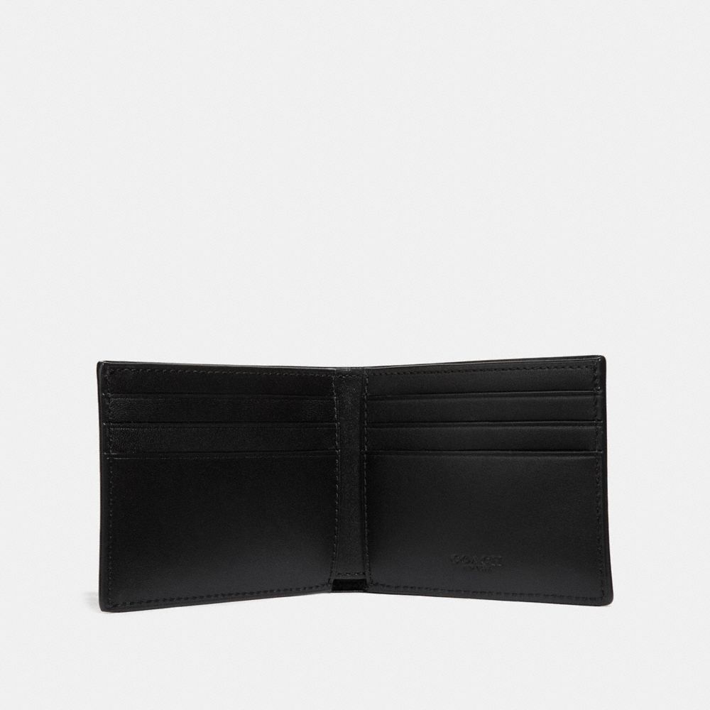 COACH®,SLIM BILLFOLD WALLET IN SIGNATURE CANVAS,Signature Coated Canvas,Charcoal,Inside View,Top View