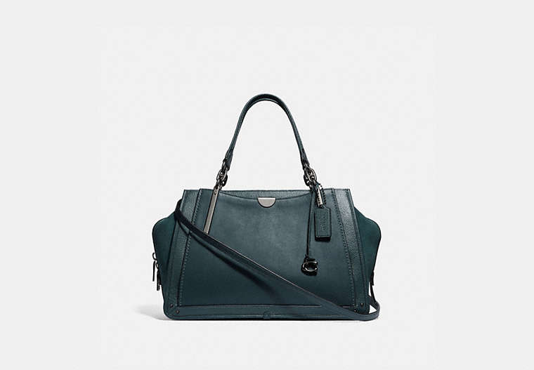 COACH®,DREAMER 36,Leather,Large,Gunmetal/Cypress,Front View