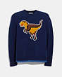 COACH®,PIXEL REXY INTARSIA SWEATER,n/a,NAVY,Front View