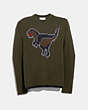 COACH®,PIXEL REXY INTARSIA SWEATER,n/a,Olive,Front View