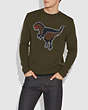 COACH®,PIXEL REXY INTARSIA SWEATER,n/a,Olive,Scale View
