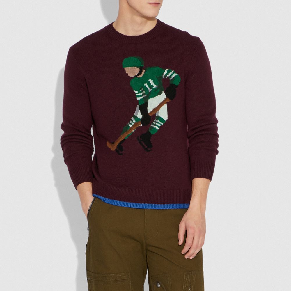 COACH®,Hockey Intarsia Sweater,,Scale View