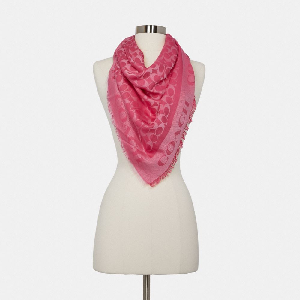 BOSS - Square scarf in modal and wool with signature jacquard