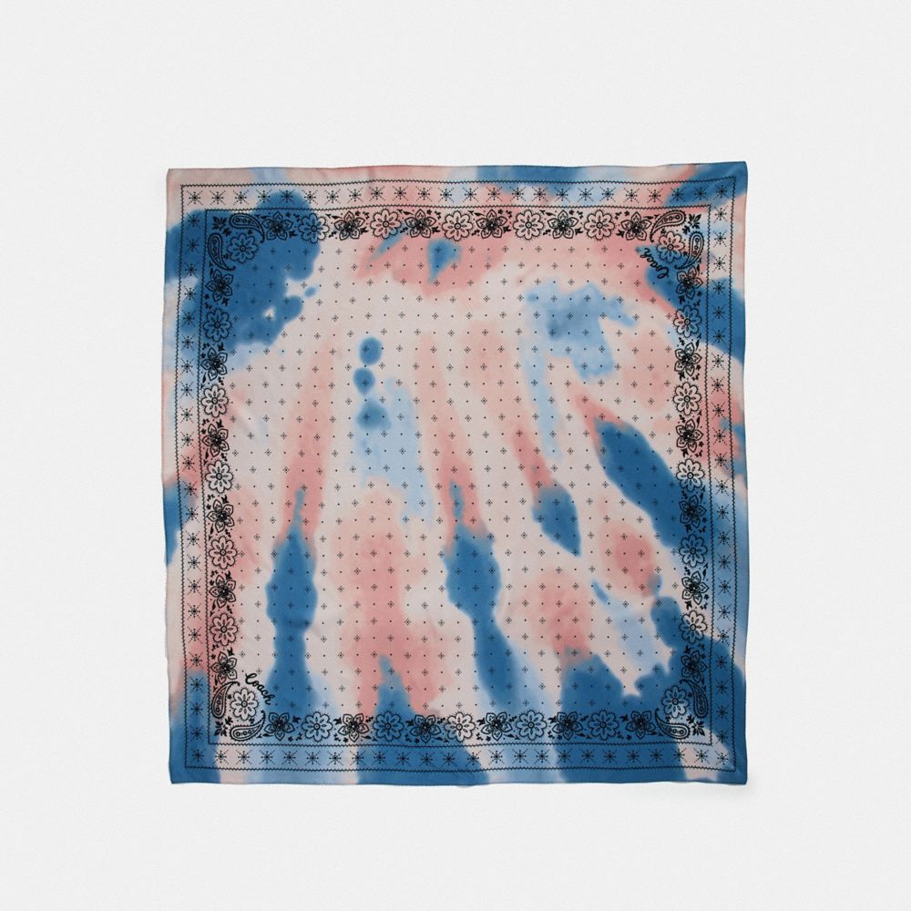 Foulard carré en soie à imprimé tie-dye et bandana