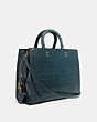 COACH®,ROGUE IN ALLIGATOR,Crocodile,Large,Brass/Blue,Angle View