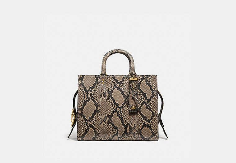 COACH®,ROGUE BAG IN SNAKESKIN,Python,Large,Brass/Roccia Lucido,Front View