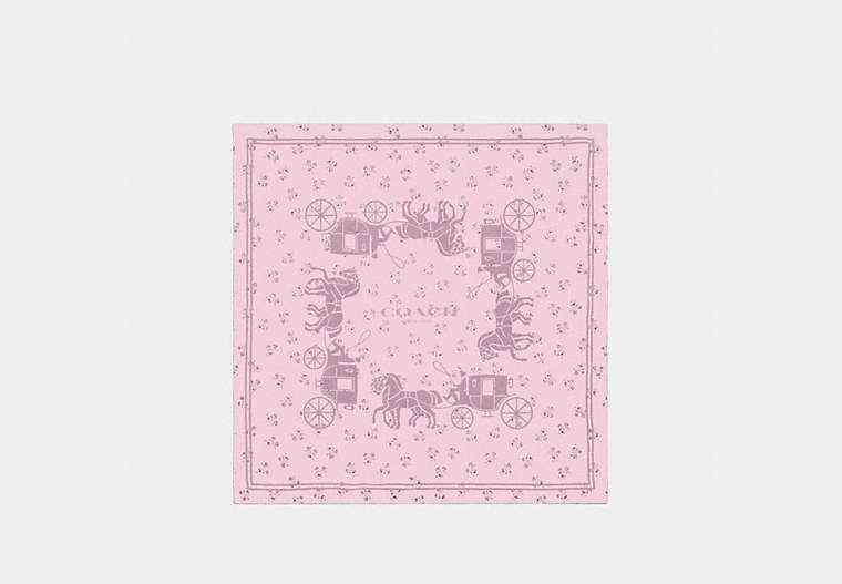 COACH®,HORSE AND CARRIAGE SILK SQUARE SCARF,Mixed Material,Blossom,Front View